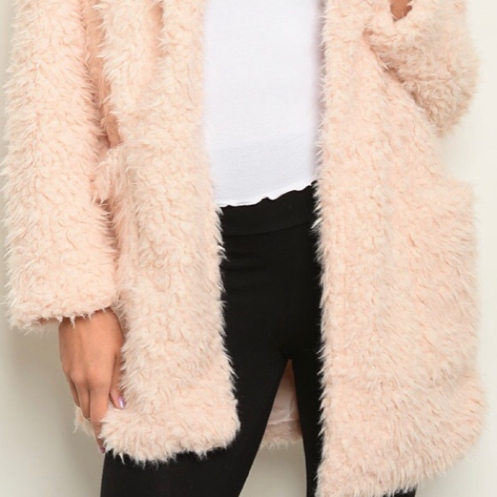 Blush Shaggy Fur Coat - Picture 5 of 7
